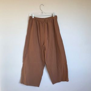 Vintage Wide Leg Elastic Waist Cropped Culottes